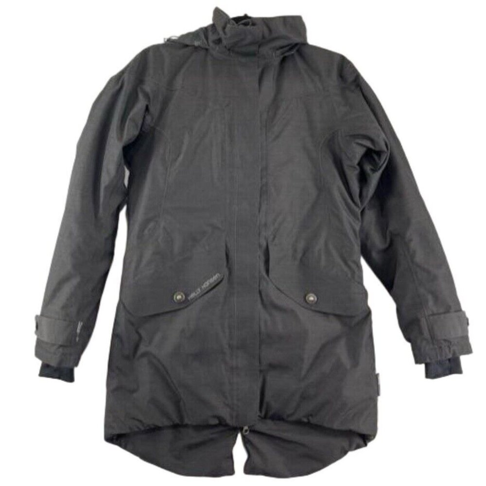 Helly Hansen Black Jacket Women's Size S w/ Faux Fur Zip-Off Hood Women's Size S
